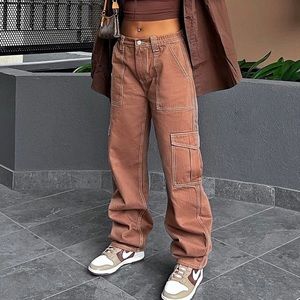 Give Me a Break Cargo Carpenter Jeans- Brown